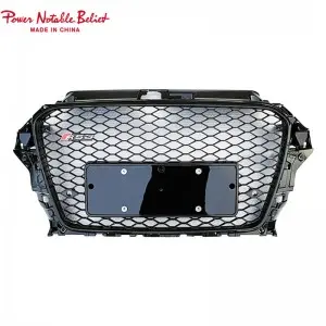 S3 RS3 Grill For Audi A3 S3 8V RS3 Quattro Hex Mesh Front Bumper Hood Grille