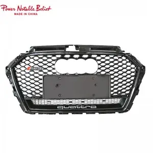 S3 RS3 8V.5 style car grille with ACC lower frame emblem for Audi A3 S3 2017-2019 front bumper grille