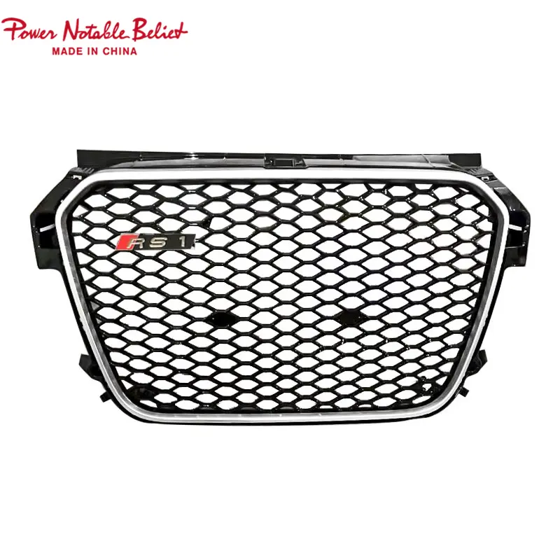 RS1 front grill for Audi A1 S1 8X honeycomb hood bumper grille (1)