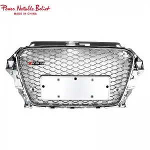 S3 RS3 Grill For Audi A3 S3 8V RS3 Quattro Hex Mesh Front Bumper Hood Grille