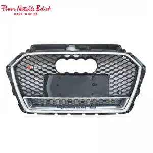 S3 RS3 8V.5 style car grille with ACC lower frame emblem for Audi A3 S3 2017-2019 front bumper grille