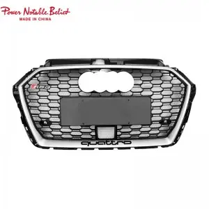 S3 RS3 8V.5 style car grille with ACC lower frame emblem for Audi A3 S3 2017-2019 front bumper grille
