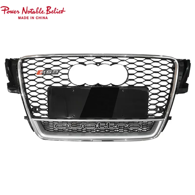 RS5 front grill for Audi A5 S5 B8 front bumper grille with lower frame quattro