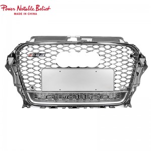 S3 RS3 Grill For Audi A3 S3 8V RS3 Quattro Hex Mesh Front Bumper Hood Grille