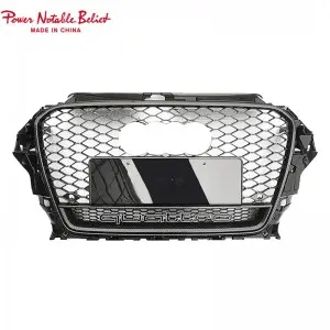 S3 RS3 Grill For Audi A3 S3 8V RS3 Quattro Hex Mesh Front Bumper Hood Grille