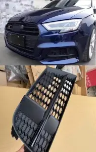 RS3 fog lamp grill for Audi A3 S-line or S3 Honeycomb style Sedan Hatchback 17-19