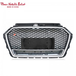 S3 RS3 8V.5 style car grille with ACC lower frame emblem for Audi A3 S3 2017-2019 front bumper grille